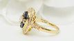 Bague 56 Bague ovale en or jaune 18 ct, saphirs navette et diamants 58 Facettes 32709