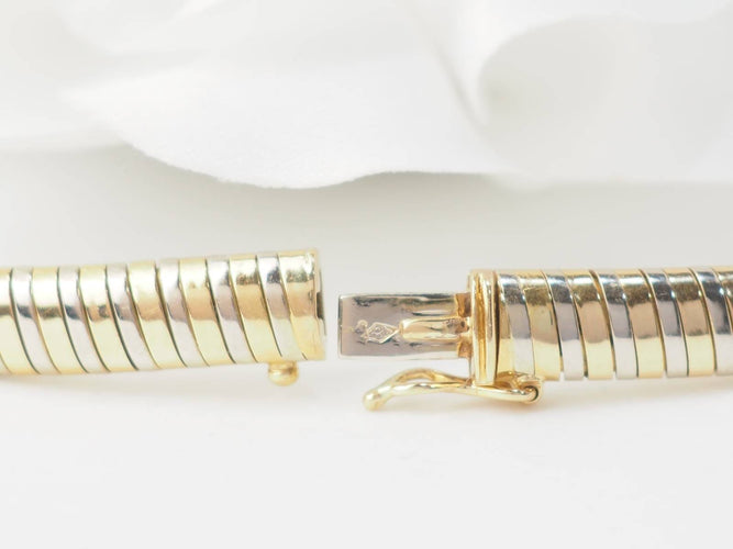 Collier Cartier Tubogas - Collier ras-de-cou en or jaune et blanc 18 ct 58 Facettes 33081