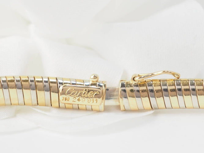 Collier Cartier Tubogas - Collier ras-de-cou en or jaune et blanc 18 ct 58 Facettes 33081