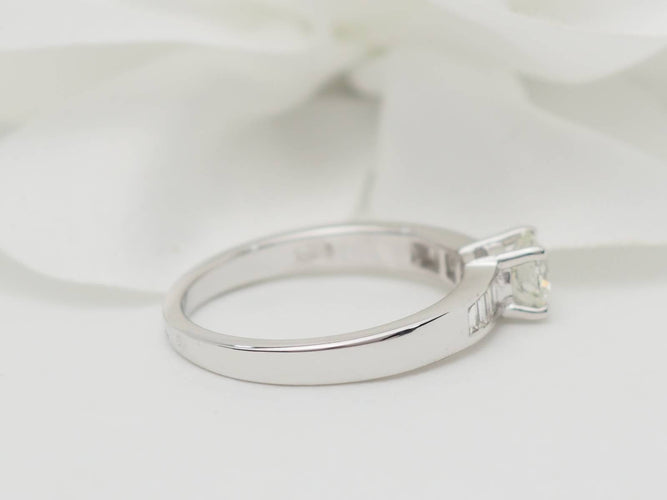 Bague 54 Solitaire - Bague en or blanc 18 ct et diamant 0,52 ct 58 Facettes 24474