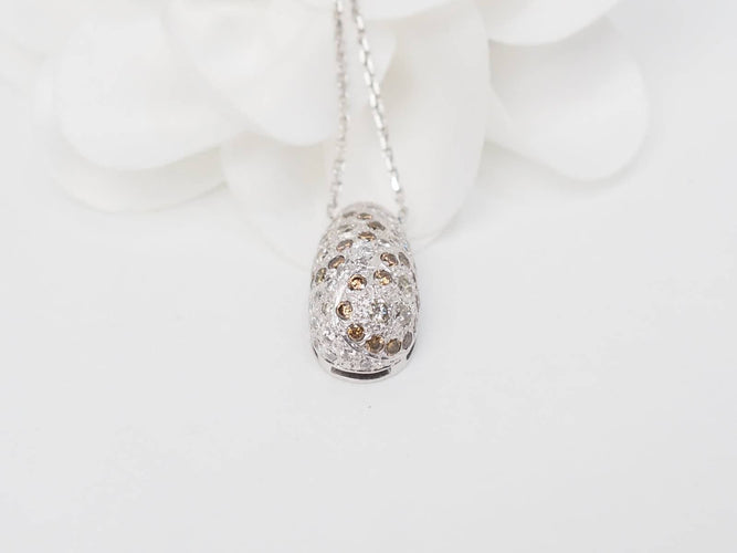 Collier Collier pendentif dôme en or blanc 18 kt et diamants 58 Facettes 27313/27307