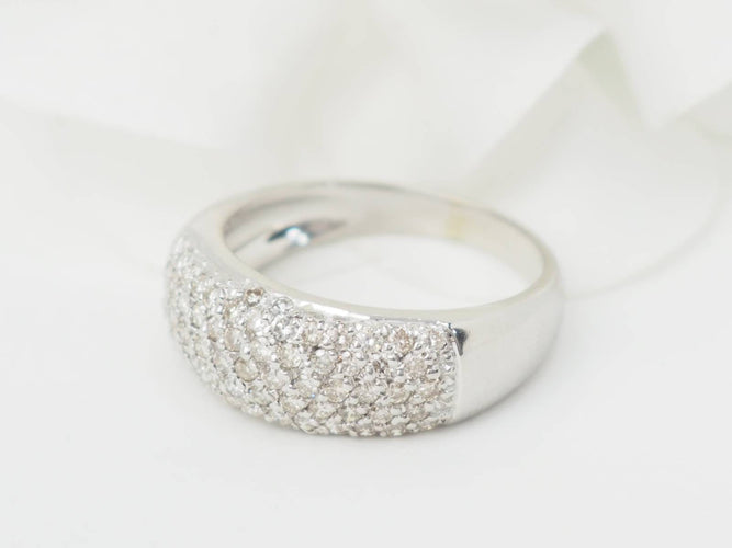 Bague 59 Bague jonc en or blanc 18 kt et diamants taille brillant 58 Facettes 33104