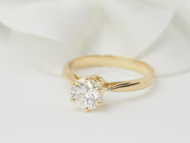 Bague 52.5 Bague solitaire en or jaune 18 ct avec diamant 0,97 ct 58 Facettes 33118