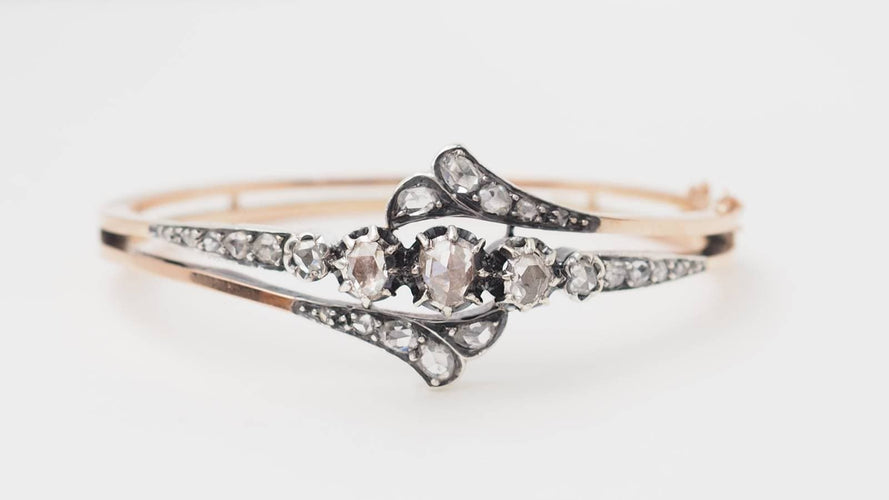 Bracelet Bracelet XIXe siècle en or rose 18 kt et argent, serti de diamants 58 Facettes 32756