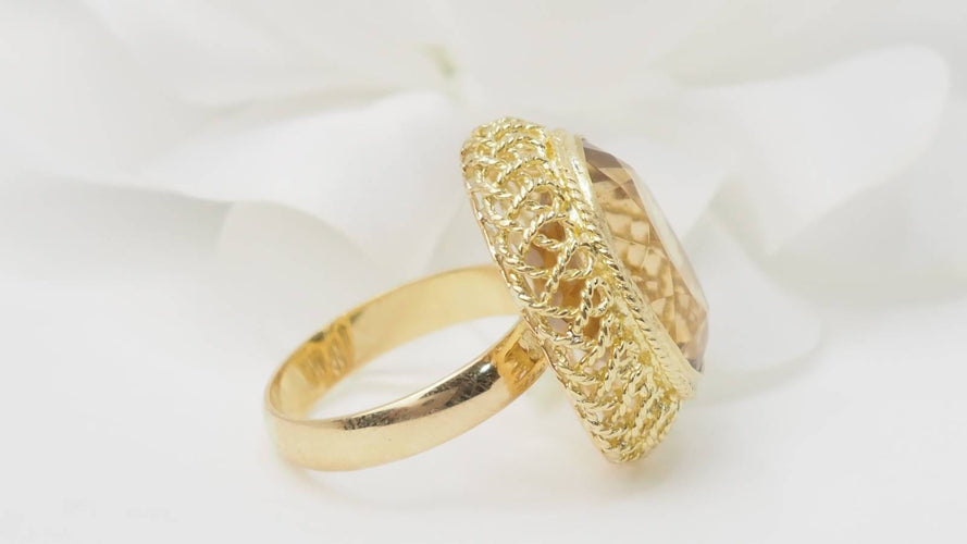 Bague 55 Bague filigranée en or jaune 18 ct et citrine facettée 58 Facettes 32760