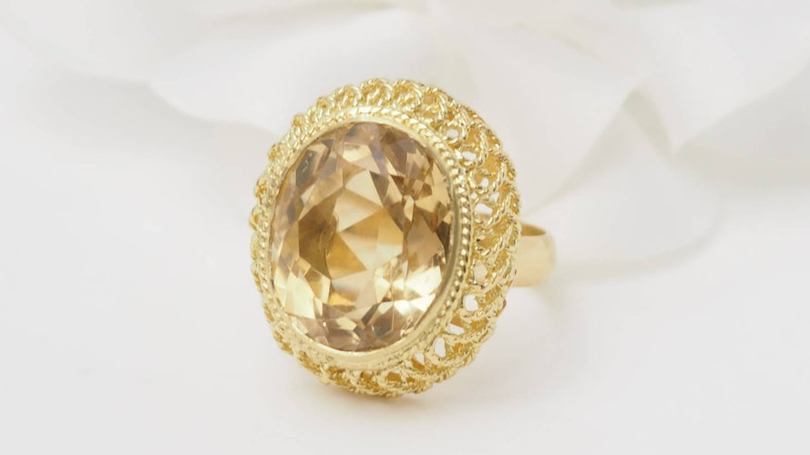 Bague 55 Bague filigranée en or jaune 18 ct et citrine facettée 58 Facettes 32760