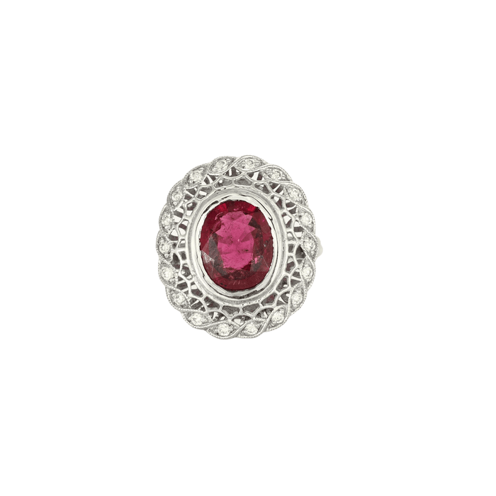 Bague 54 Bague rubellite diamants 58 Facettes