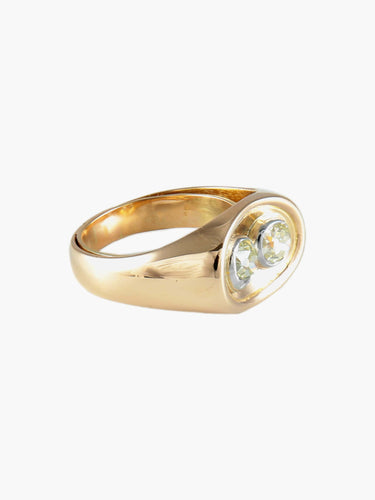 Bague 53 Bague Toi & Moi vintage en or jaune 18 carats et diamants 58 Facettes BO/210025