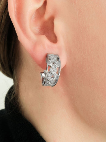 Boucles d'oreilles De Chimento - Boucles d’oreilles demi-créoles en or blanc et diamants 58 Facettes BO/1200690