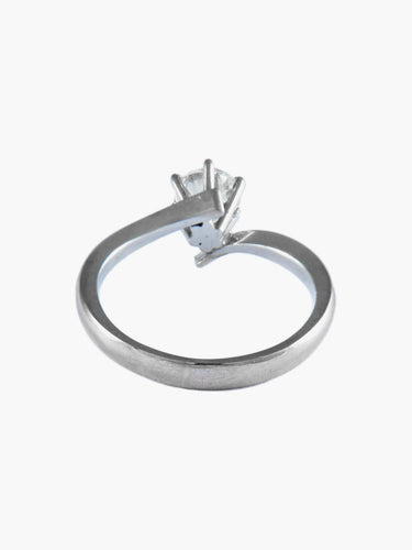 Bague 50.5 Bague solitaire en or blanc 18 carats et diamant 0,50 ct 58 Facettes BO/120040