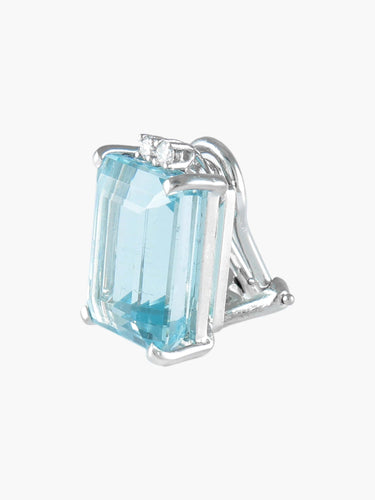 Boucles d'oreilles Or Blanc / Aigue-marine Boucles d'oreilles en or blanc 18k et diamants, aigue-marine 58 Facettes BO/220025BO