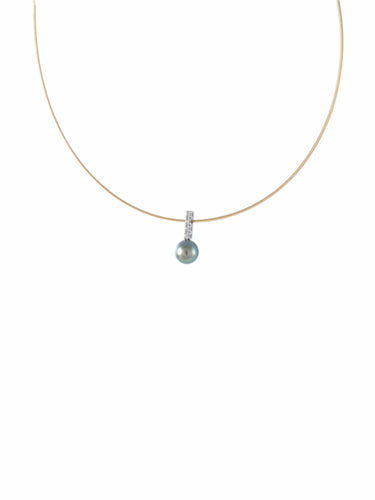 Collier Or Jaune / Diamants Collier pendentif en or jaune et blanc 18 carats, diamants et perle de Tahiti 58 Facettes BO/220037