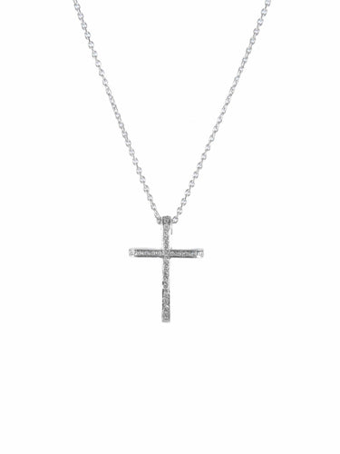 Collier Or Blanc / Diamants Collier croix pavée en or blanc 14 carats et diamants 58 Facettes BO/220010