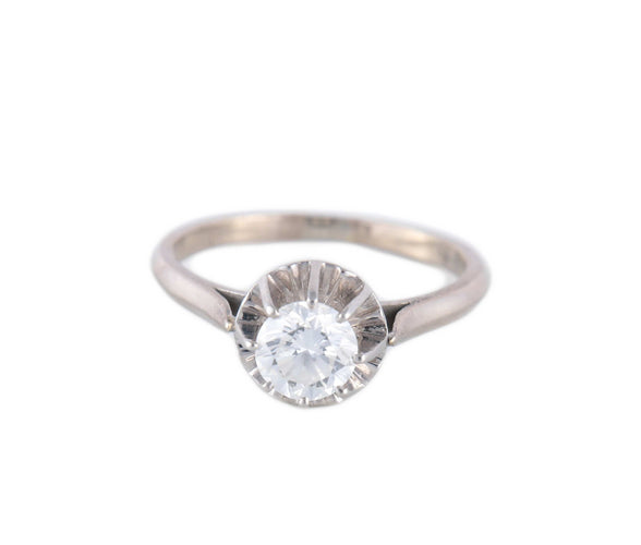 Bague 55 Bague solitaire en or blanc 18 carats et diamant 0,50 ct 58 Facettes BO/220063-64 RIV