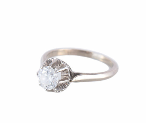 Bague 55 Bague solitaire en or blanc 18 carats et diamant 0,50 ct 58 Facettes BO/220063-64 RIV