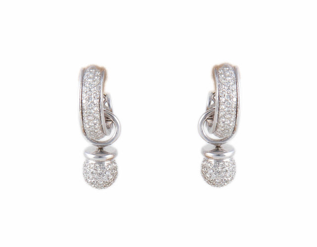 Boucles d'oreilles Boucles d'oreilles demi-créoles "Stone" en or blanc 18k et diamants 58 Facettes BO/220046