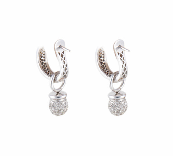 Boucles d'oreilles Boucles d'oreilles demi-créoles "Stone" en or blanc 18k et diamants 58 Facettes BO/220046