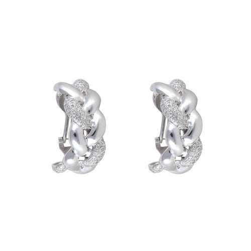 Boucles d'oreilles Clips d’oreilles tressées pavées en or blanc 18k et diamants 58 Facettes BO/220092