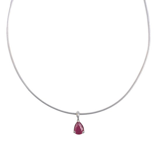 Collier Collier pendentif en or jaune et blanc 18k et rubis 58 Facettes BO/220086 NSS