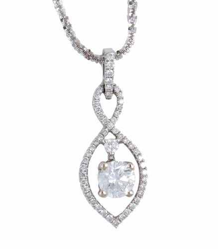 Collier Collier pendentif arabesques pavé de diamants en or blanc 18k 58 Facettes BO/220106