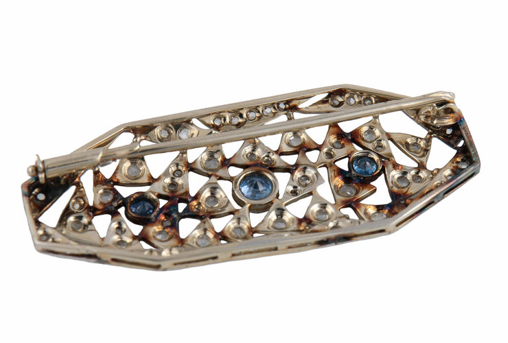 Broche Broche Art Déco géométrique en or blanc et platine, diamants et saphirs 58 Facettes BO/2201301