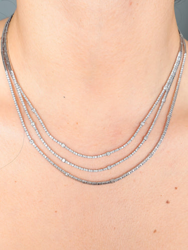 Collier Or Blanc / Diamants Collier rivière en or blanc 18 carats et diamants 58 Facettes BO/220008 STA