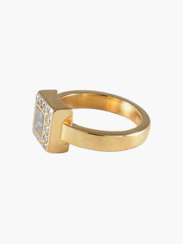 Anillo 56.5 Chopard - Anillo Happy Diamonds motivo cuadrado en oro amarillo y diamantes 58 Facettes BO/220071 RIV