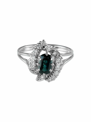 Bague 59 Bague "Étreinte" en or blanc et diamants avec saphir ovale 58 Facettes 24921