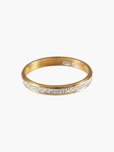 Sormus 54 Vihkisormus - Kaiverrettu sormus Vihkisormus kelta- ja valkokultaa 18 karaattia 58 Facettes AL186