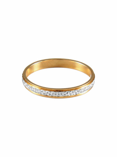 Sormus 54 Vihkisormus - Kaiverrettu sormus Vihkisormus kelta- ja valkokultaa 18 karaattia 58 Facettes AL186