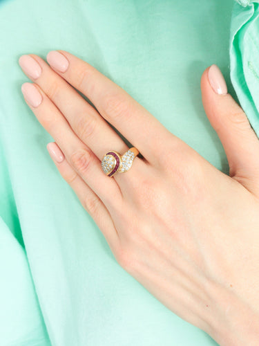 Bague 54 Bague moderne pavée en or jaune 18 carats et rubis diamants 58 Facettes BO/130068