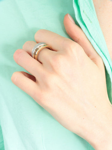 Ring 57 Carven - Durchbrochener Ring aus 3x 18 Karat Gold und Diamanten 58 Facettes BO/130062