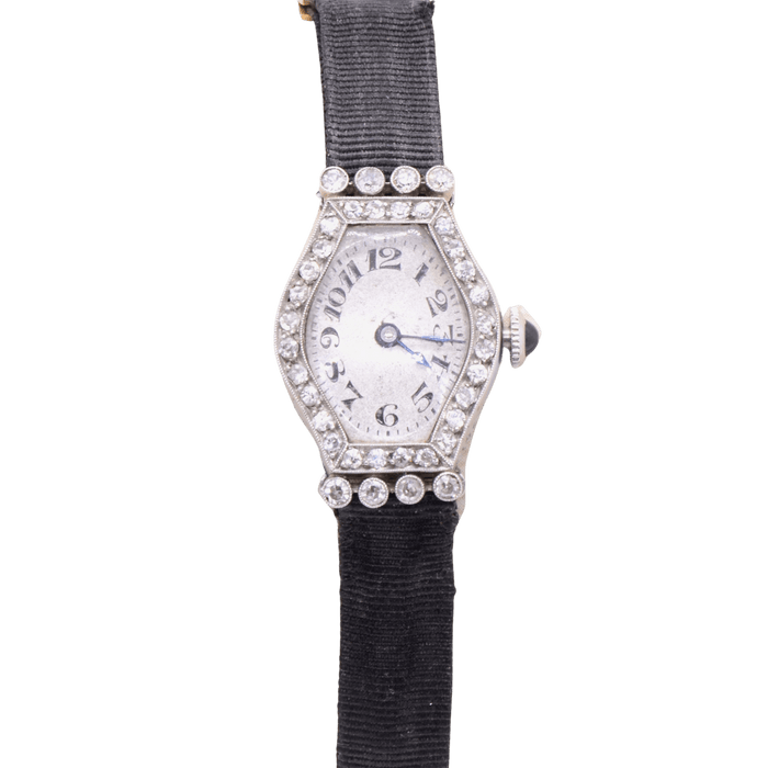 Montre Art Déco, montre de dame « Daisy », platine et diamants 58 Facettes 114