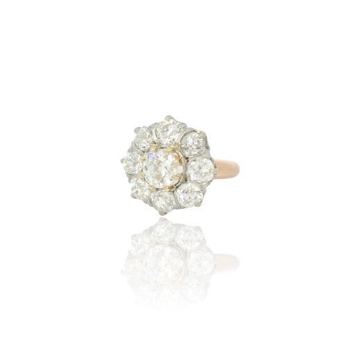 Anillo 52 Anillo tipo cluster en oro blanco y amarillo de 18k y diamantes 58 Facettes