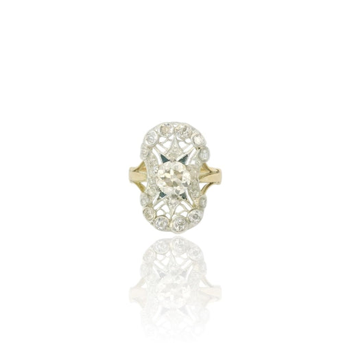 Bague 56 Bague fin XIXe en or jaune 18k, argent, diamants et saphirs 58 Facettes