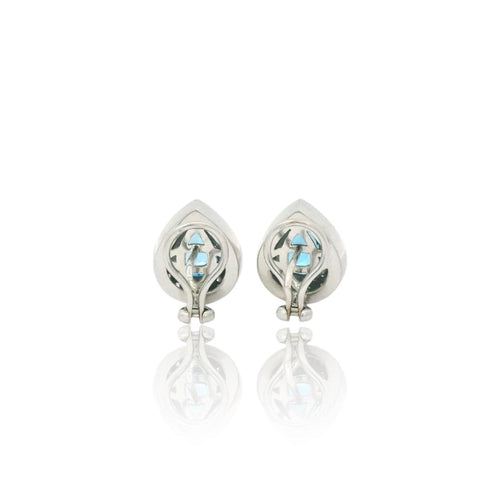 Boucles d'oreilles Boucles d’oreilles poire en or blanc 18k, topazes bleues et diamants 58 Facettes