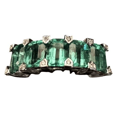 Bague 54 Bague - anneau avec émeraudes et diamants 58 Facettes