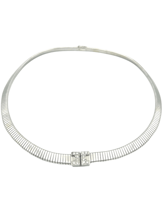 Collier GAY Frères. Collier vintage or blanc 18K et diamants 58 Facettes