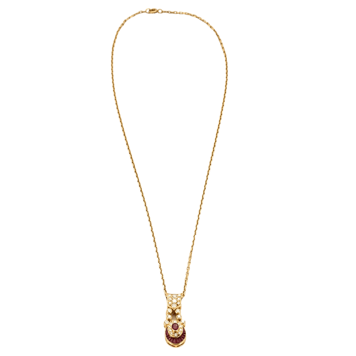 Collier Collier or jaune diamants rubis 58 Facettes LP988/13