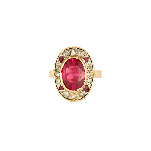 Bague 52 Bague ancienne diamants rubis Verneuil 58 Facettes