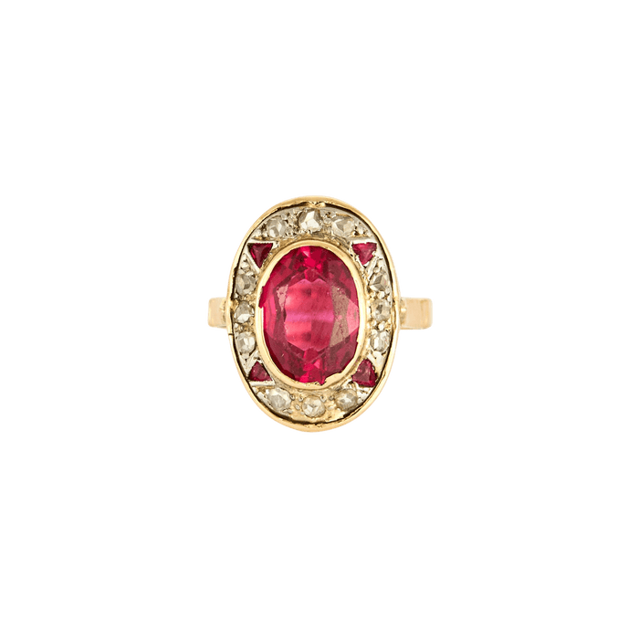 Bague 52 Bague ancienne diamants rubis Verneuil 58 Facettes