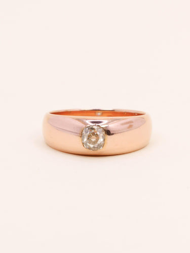 Bague 53.5 Bague jonc en or rose 18 carats avec diamant taille ancienne 0,40 ct 58 Facettes 1176.4