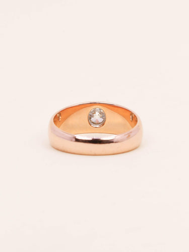 Bague 53.5 Bague jonc en or rose 18 carats avec diamant taille ancienne 0,40 ct 58 Facettes 1176.4