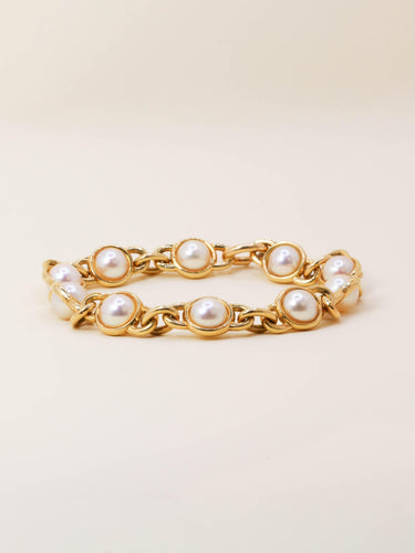 Bracelet Bracelet chaîne vintage en or jaune 18 carats et perles Akoya 58 Facettes 1204.5
