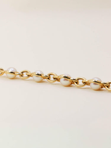 Bracelet Bracelet chaîne vintage en or jaune 18 carats et perles Akoya 58 Facettes 1204.5