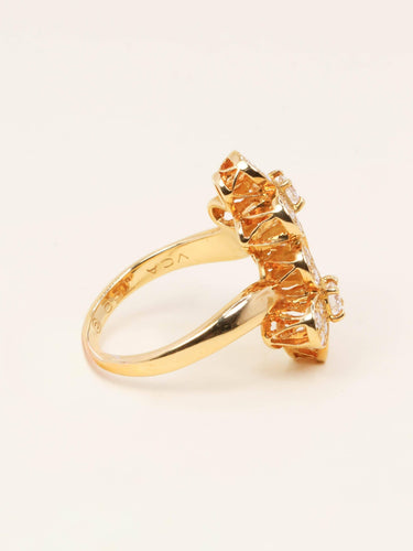 Bague 53 Van Cleef & Arpels - Bague double trèfle en or jaune et diamants 58 Facettes 1217