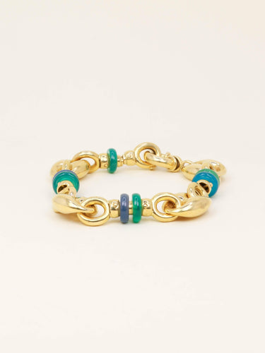 Bracelet Bracelet chaîne maille grain de café en or jaune 18 carats et agate 58 Facettes 1211.3