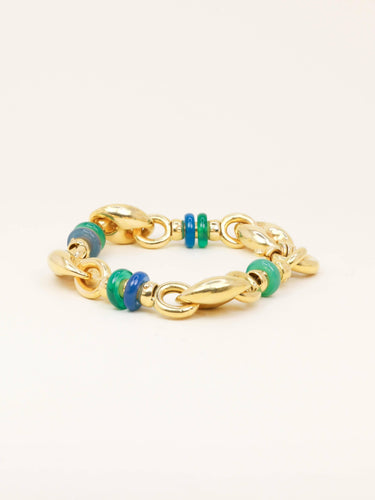 Bracelet Bracelet chaîne maille grain de café en or jaune 18 carats et agate 58 Facettes 1211.3