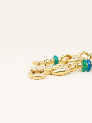 Bracelet Bracelet chaîne maille grain de café en or jaune 18 carats et agate 58 Facettes 1211.3