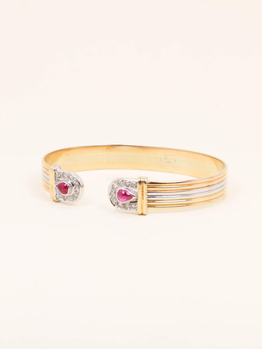 Bracelet Bracelet jonc ouvert en or 18 carats rubis et diamants 58 Facettes 1211.1